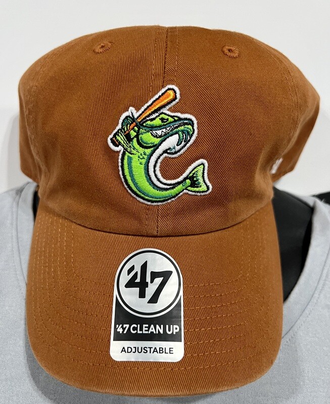 47&#39; Clean Up Burnt Orange Hat with Emb Catfish