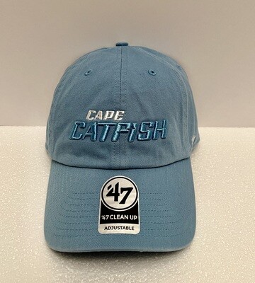 47' Clean Up Carolina Blue Hat with Catfish Word Mark Logo
