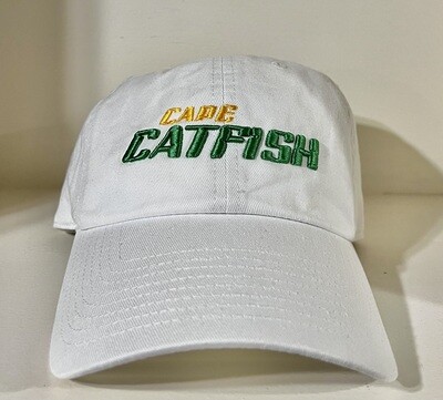 47' Clean Up White Hat with Catfish Word mark