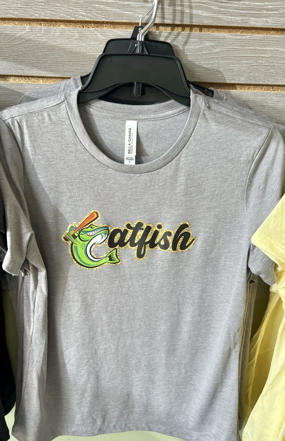 Women&#39;s Bella + Canvas Gray Catfish Script tee