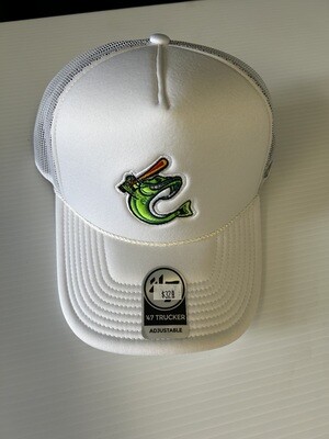 47' Foam Front White Trucker Emb Fish Logo