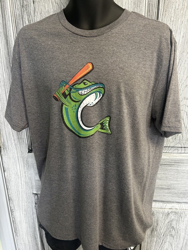 District Athletic Gray Distressed Fish Logo