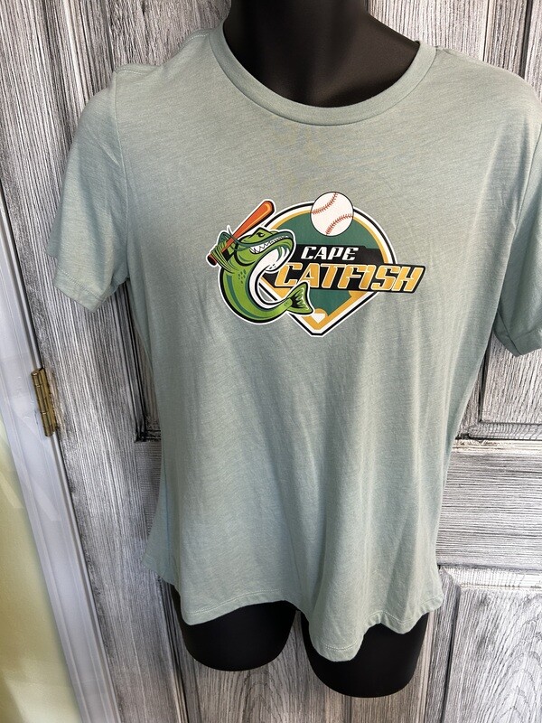 Women&#39;s Light Gray Bella Catfish Logo