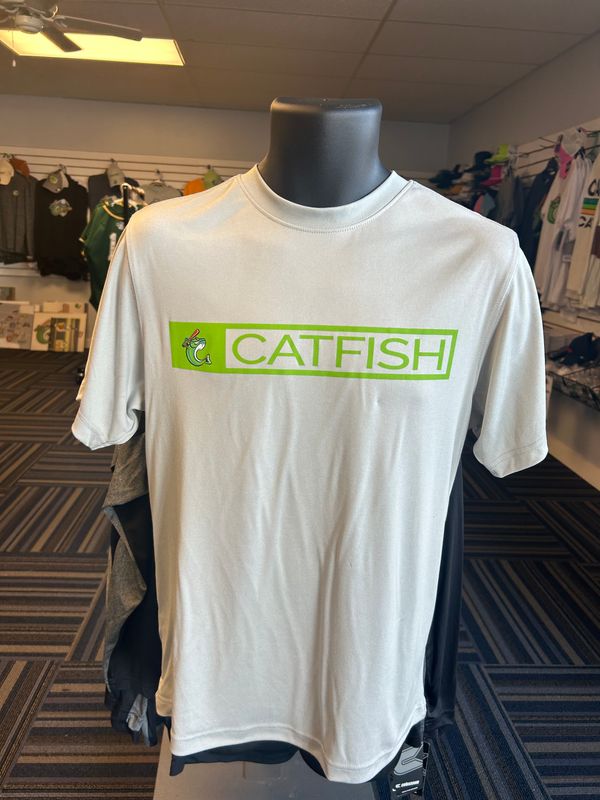 Colosseum Light Gray Catfish Logo and Word Mark Tee
