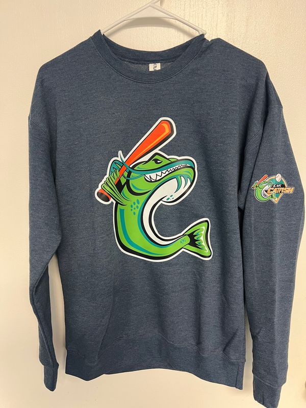 Catfish Navy Crew Neck with Catfish Logo Sweatshirt with Sleeve hit logo