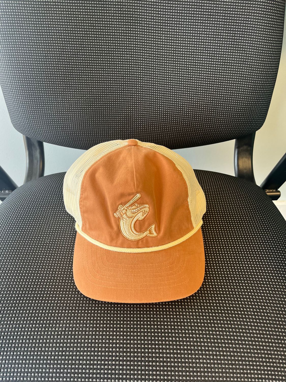 Burnt Orange Rope Cap with Cream colored Catfish Logo