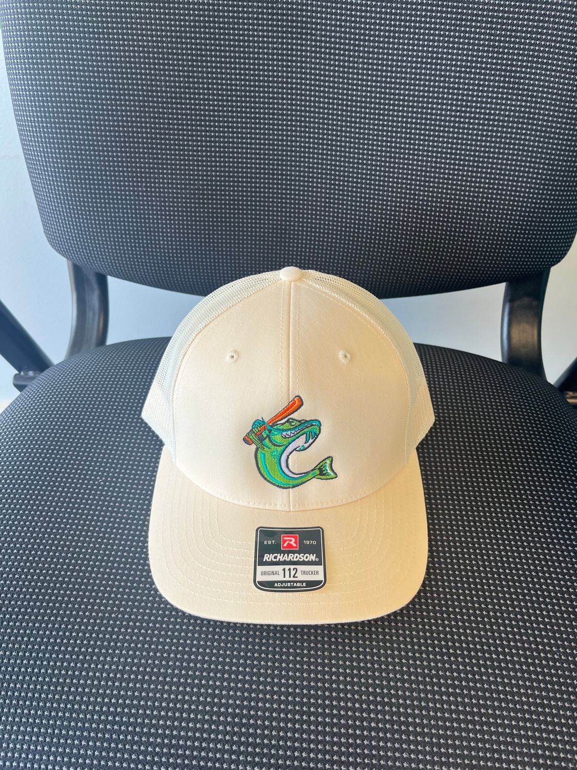 Cream Richardson 112 Trucker Hat with Catfish Logo