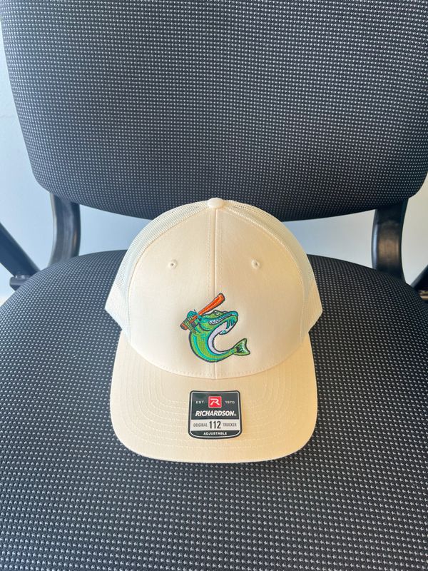 Cream Richardson 112 Trucker Hat with Catfish Logo
