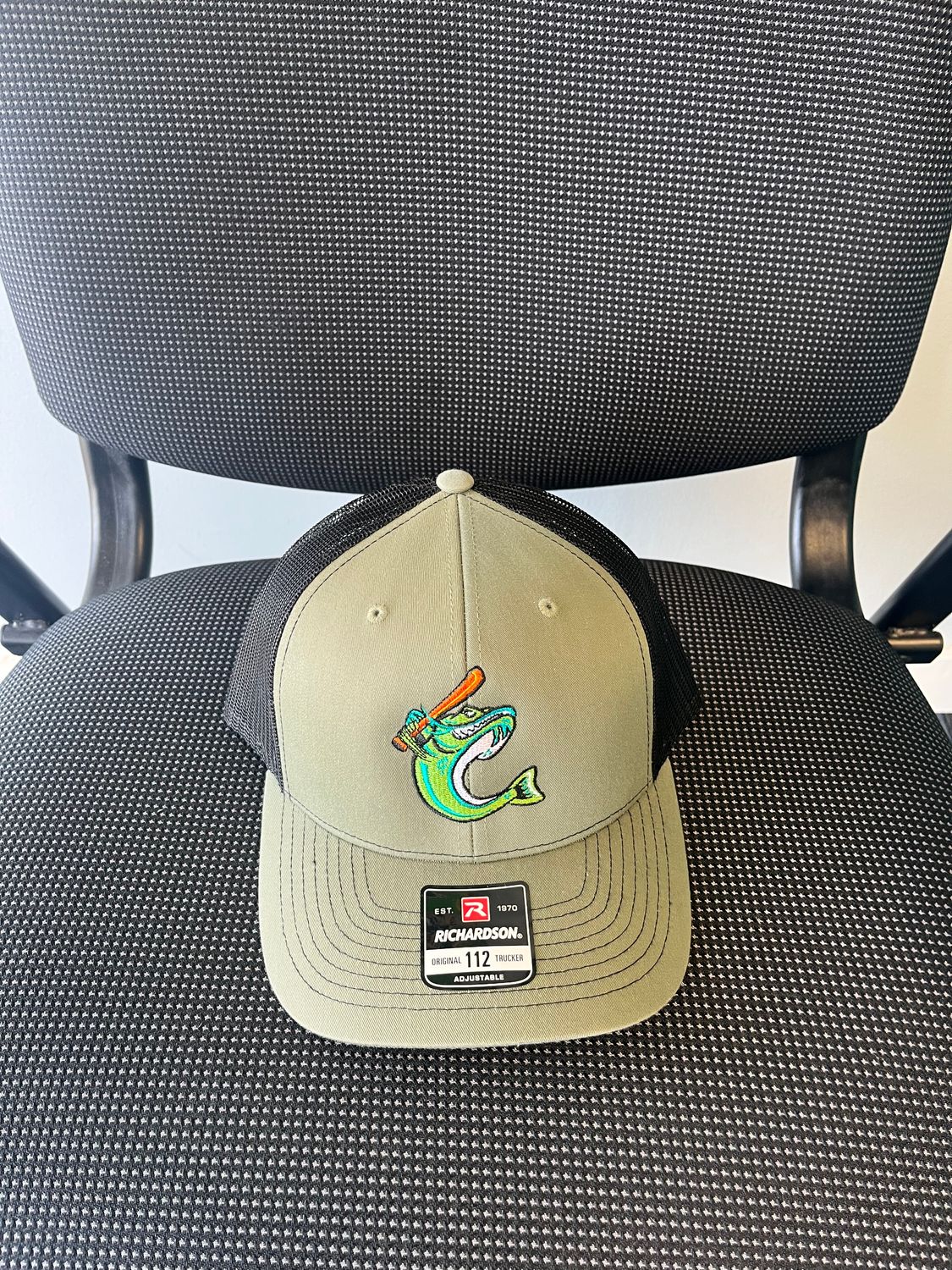 Olive Green Richardson 112 Cap with Catfish logo