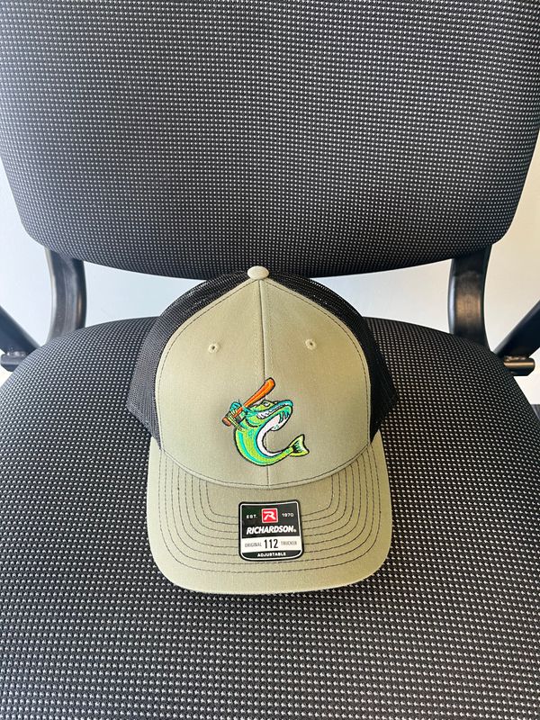 Olive Green Richardson 112 Cap with Catfish logo
