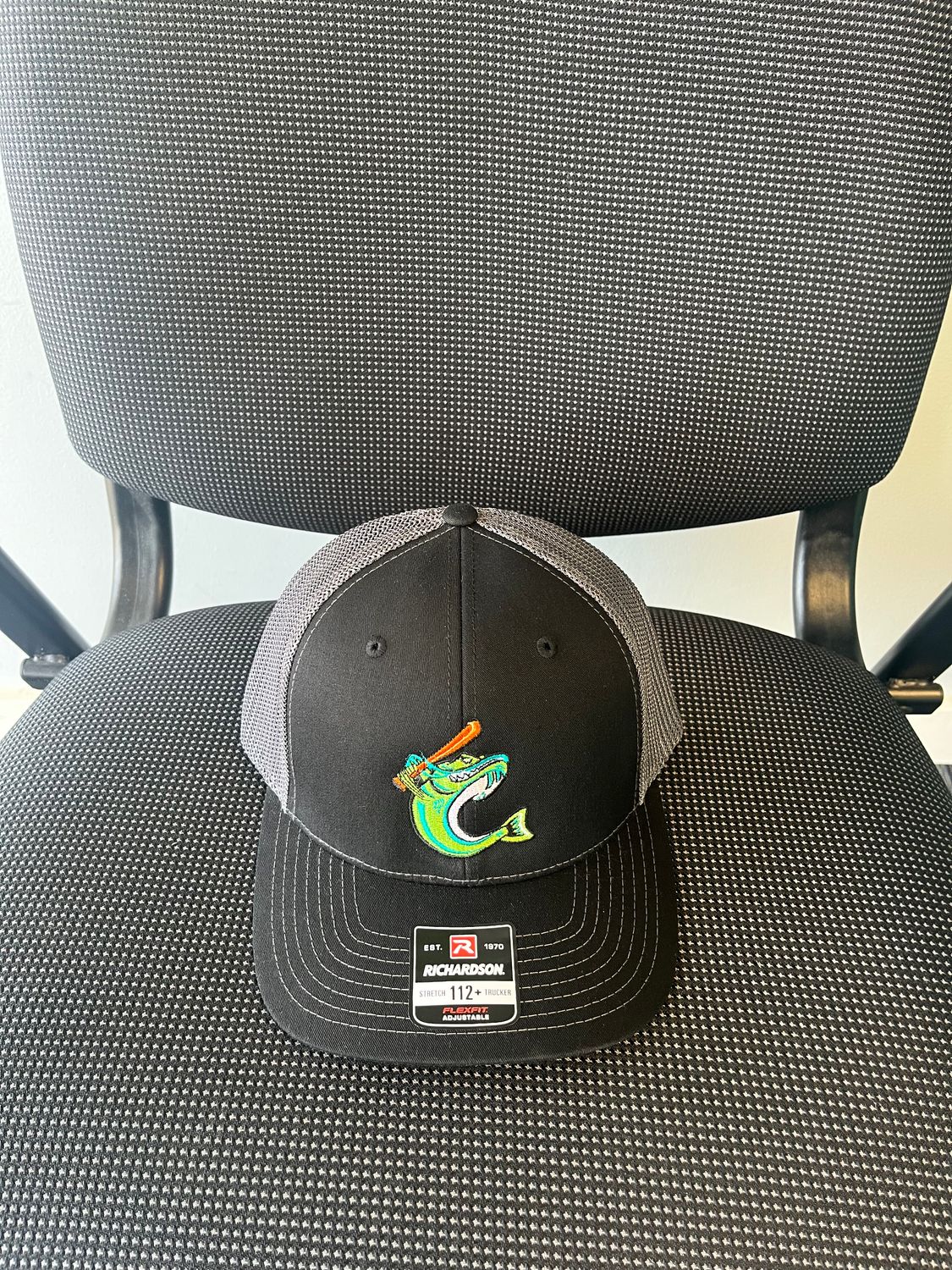 Black Richardson 112 Trucker Cap with Catfish Logo