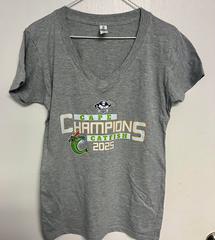 2025 Championship Grey Women&#39;s V-Neck Tee