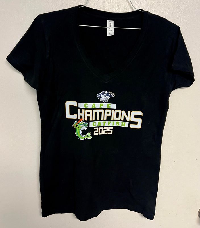 2025 Championship Black Women&#39;s V-Neck Tee