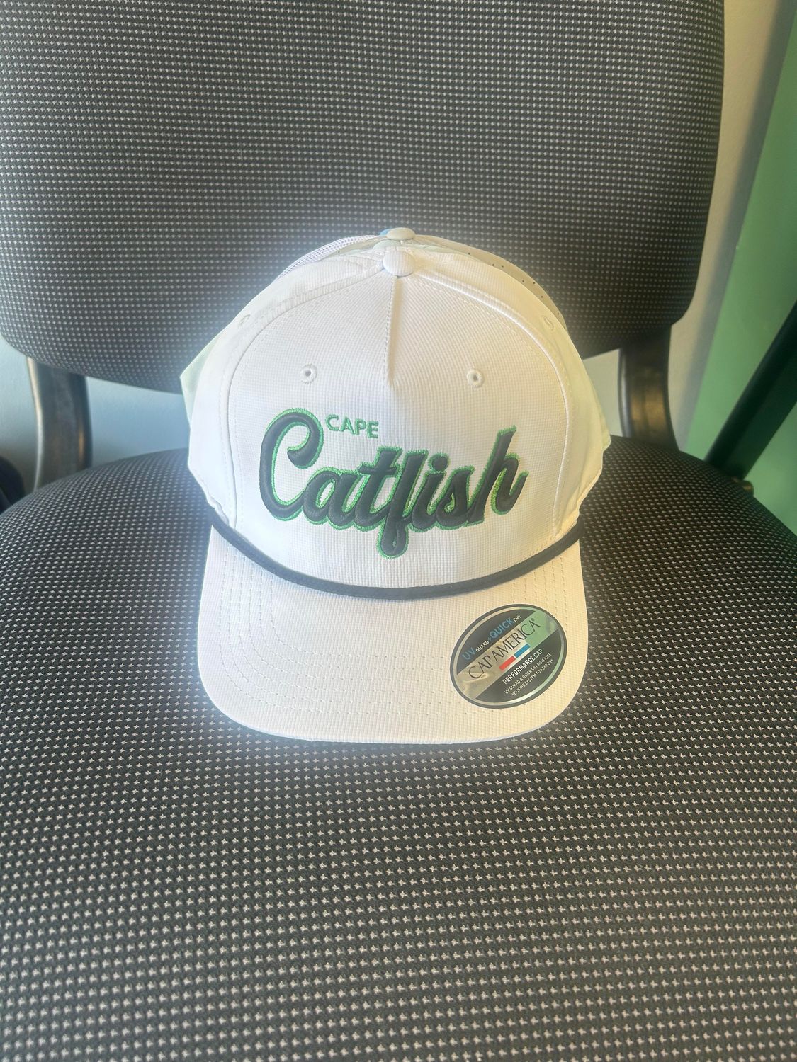 White Cap America Rope Hat with Black Script