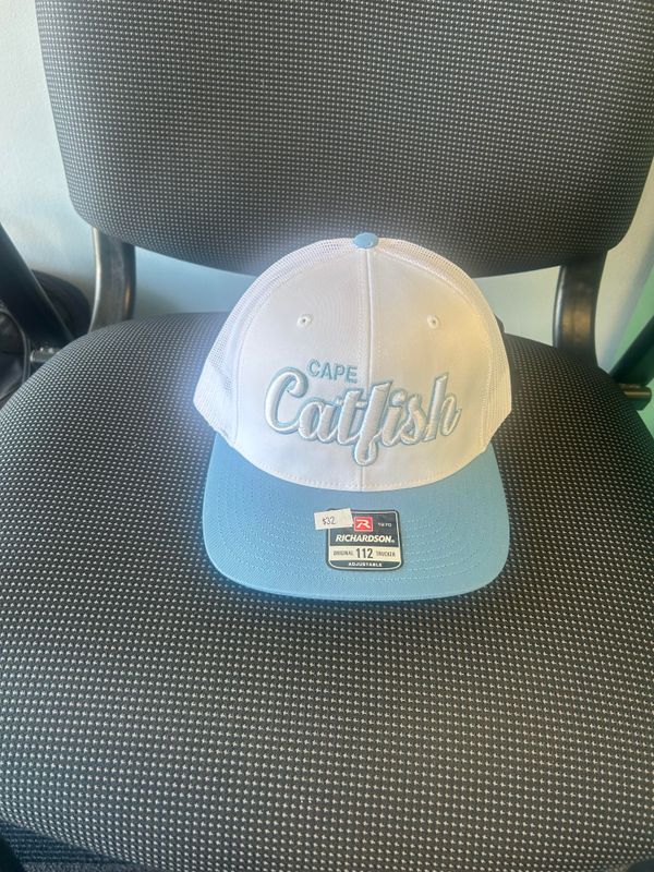 White/Columbia Blue Catfish Script Richardson Trucker