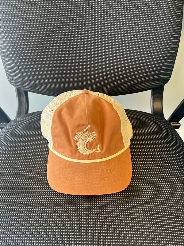 Burnt Orange Rope Cap with Cream colored Catfish Logo