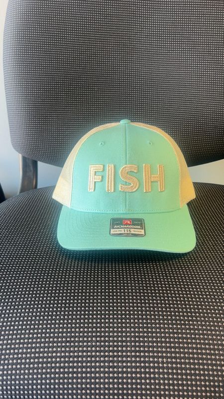 Ocean Blue/White Richardson 115 Low Profile "FISH" hat