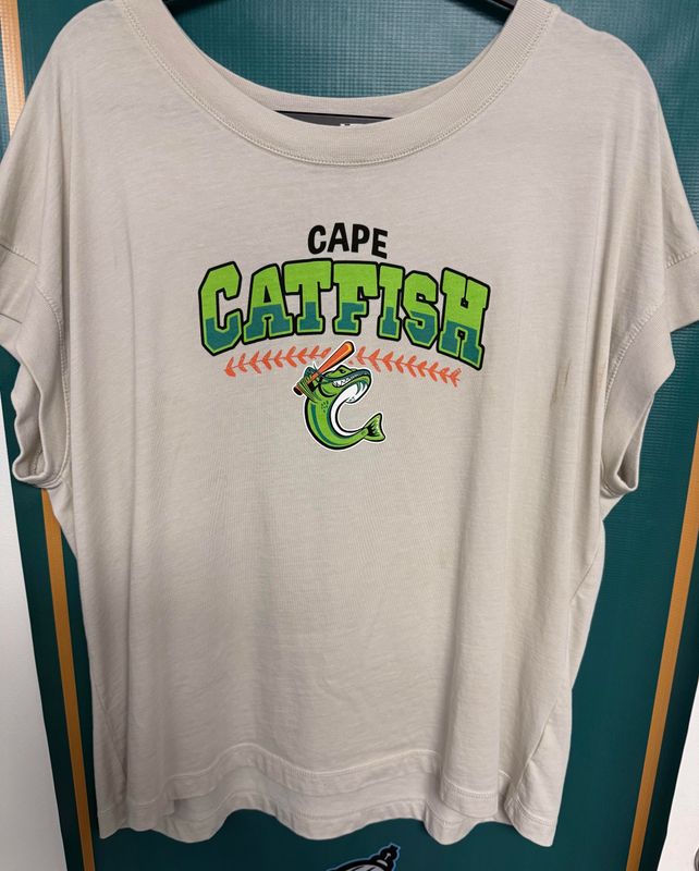 Tan Flowy Cap Sleeve Catfish Tee