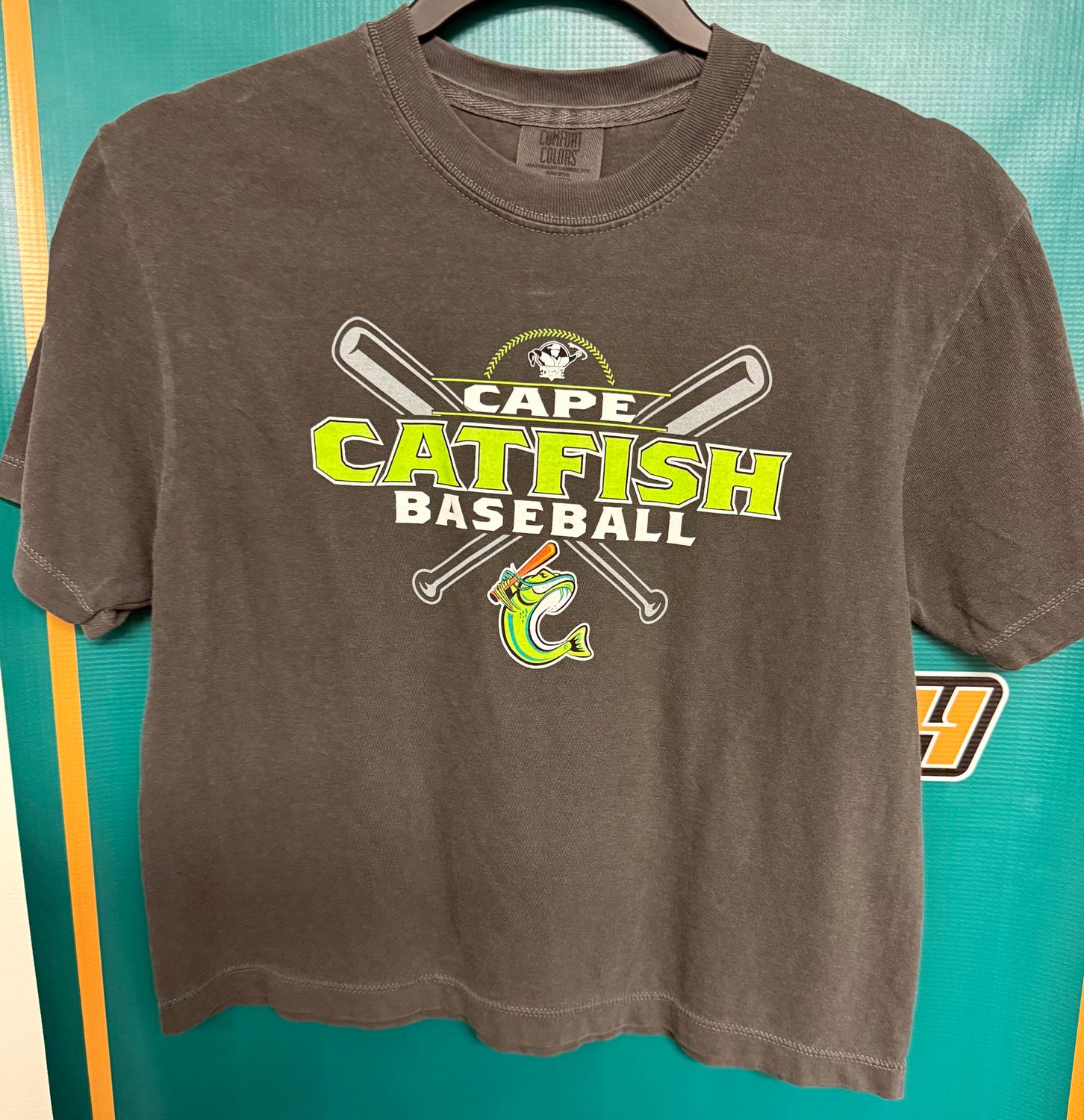 Comfort Colors Charcoal Cross Bat Logo Crop Top