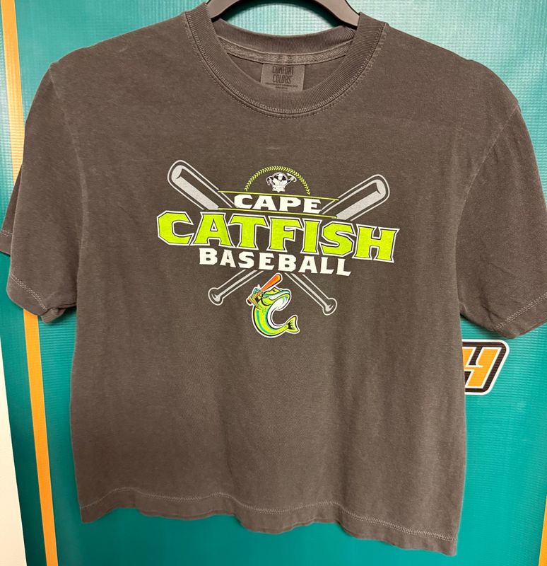 Comfort Colors Charcoal Cross Bat Logo Crop Top