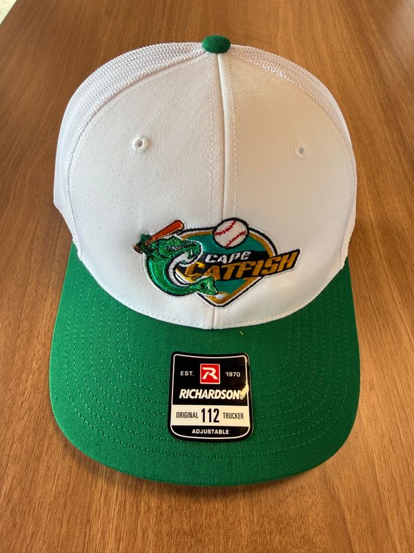 White Richardson 112 with kelly green Visor, Button and Eyelets Diamond Logo