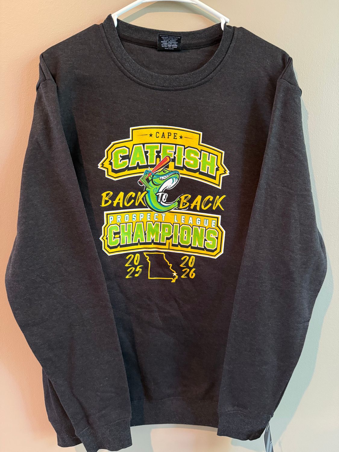 Colosseum 2026 Adult Charcoal Stadium  Crew Neck Sweatshirt w/ Back 2 Back design