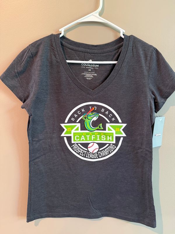Colosseum 2026 Ladies V- Neck Charcoal Back to Back Circle tee