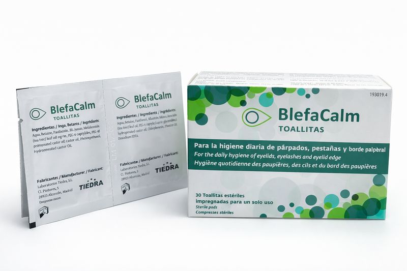 BlefaCalm Toallitas para la higiene de párpados, pestañas y borde palpebral.