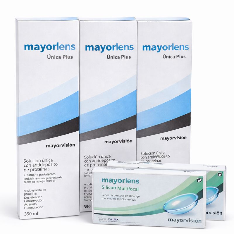 Pack semestral lentillas Mayorlens silicon multifocal + Solución única