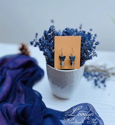 Black-Silver Glittery Butterfly Elegant Unique Earring