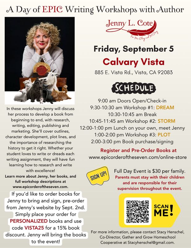 Calvary Vista Epic Writing Workshops 9.5.25 Calvary Vista Epic Writing Workshops 9.5.25