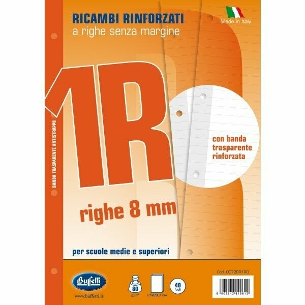 Ricambi rinforzati per quaderni - A4 - righe 1R - 40 fogli