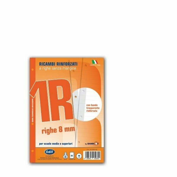Ricambi rinforzati per quaderni - A5 - a righe da 8 mm s/margine - per scuole medie e superiori