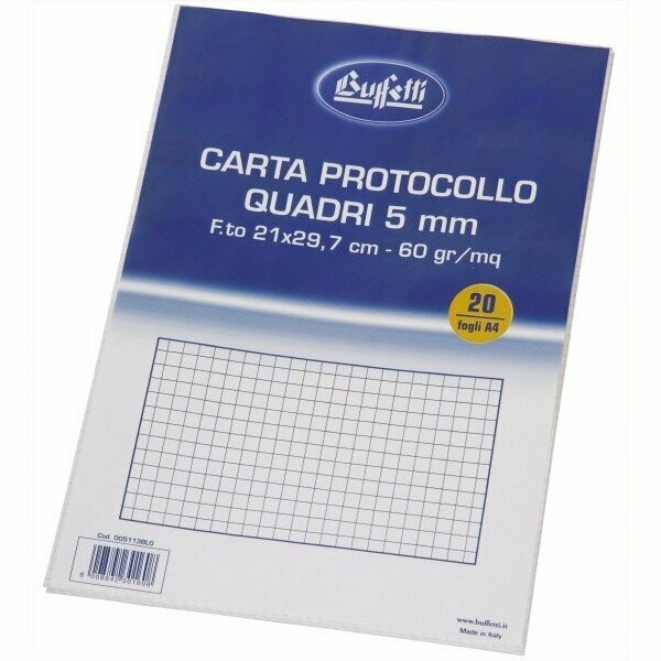 Fogli protocollo - A4 - quadretti 5 mm - 200 fogli - 60 g