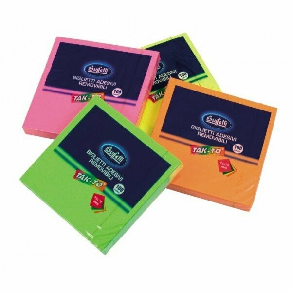 Blocchetti riposizionabili Tak-To ( POST-IT) Neon - 75x75 mm