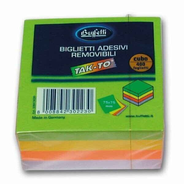 Cubi a foglietti riposizionabili colorati Tak-To Spring - 75x75 mm