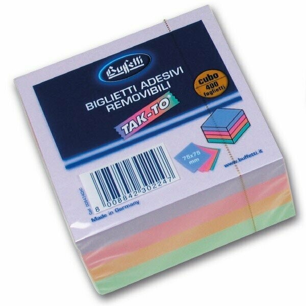 Cubi a foglietti riposizionabili colorati Tak-To Harmony - 75x75 mm
