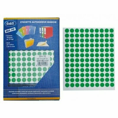 Etichette autoadesive colorate manuali - Diam. 14 mm - Colore verde