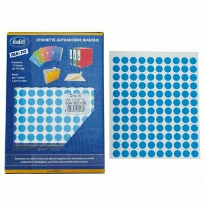 Etichette autoadesive colorate manuali - Diam. 10 mm - Colore blu