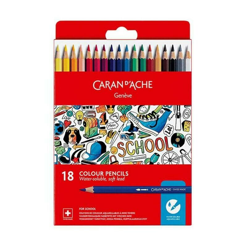 CARAN D'ACHE CONFEZIONE  18 MATITE SCHOOL LINE ACQUERELLABILI