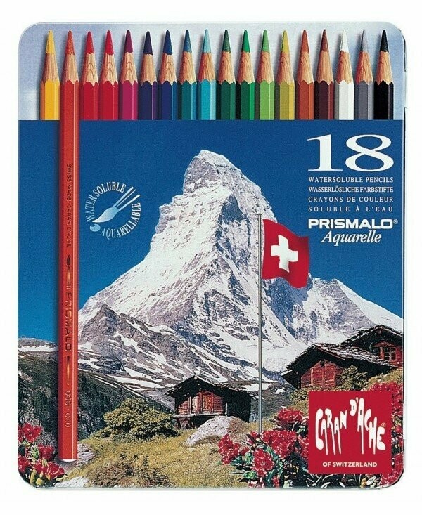CARAN D'ACHE CONFEZIONE IN METALLO  18 MATITE ACQUARELLABILI PRISMALO