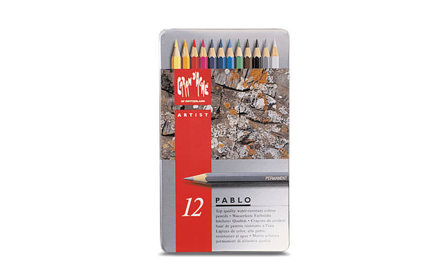 CARAN D'ACHE CONFEZIONE IN METALLO  12 MATITE TOP QUALITY PABLO