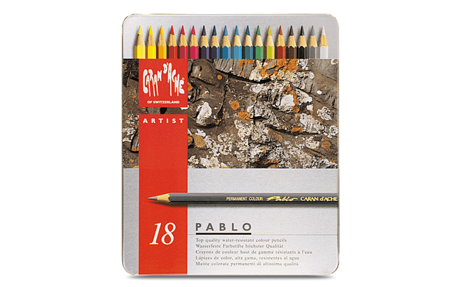 CARAN D'ACHE CONFEZIONE IN METALLO  18 MATITE TOP QUALITY PABLO