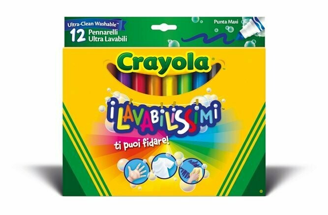CRAYOLA | Confezione 12 Pennarelli Lavabilissimi - Punta Maxi - 3+ Anni