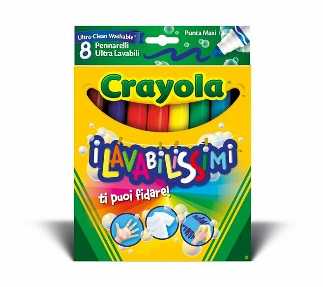 CRAYOLA | Confezione 8 Pennarelli Lavabilissimi - Punta Maxi - 3+ Anni