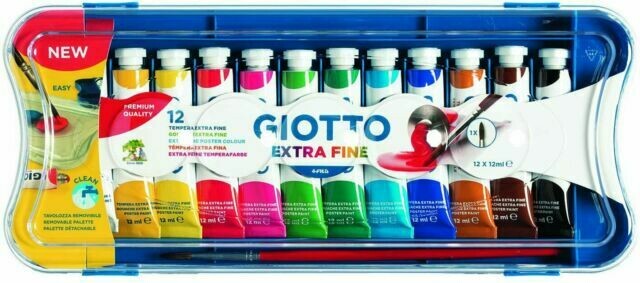 Giotto Tempera Extrafine - Confezione 12 Tubetti - 12 Ml