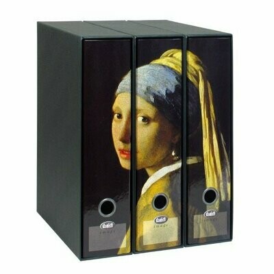 Set tre registratori Image - Formato Protocollo - Dorso 8 cm - Jan Vermeer - Ragazza con l'orecchino di perla
