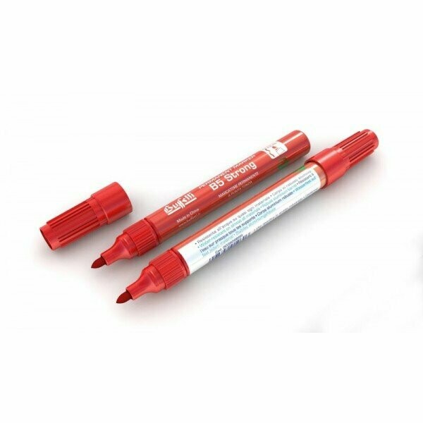 Marcatore permanente fusto metallo B5 Strong - punta tonda - tratto 2,5 mm - rosso