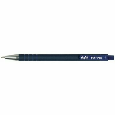 Penna a sfera soft a scatto - blu - Tratto fine