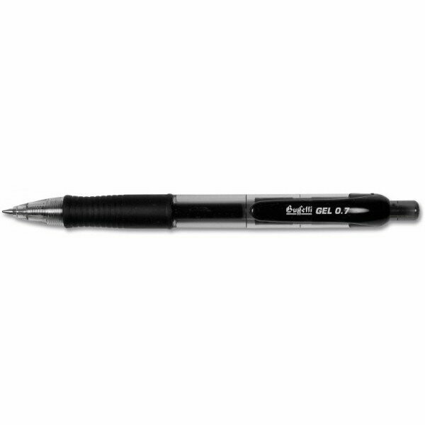 Penna a sfera gel a scatto con safety clip - nero - Tratto fine